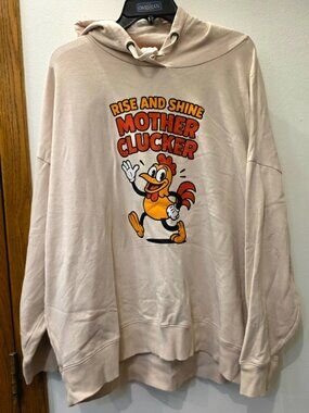 Rise & Shine Mother Clucker Hoodie XXL Funny Graphic Buffalo David Bitton